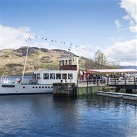 Steamship about to sail on Loch Katrine